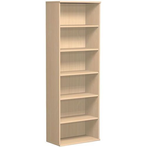 Büroregal, 6 Ordnerhöhen, Metallsockel/Standfüße, Dreischicht-Feinspan, 10 Einlegeböden, 2.304 x 1.200 x 425 mm (HxBxT), Dekor Ahorn