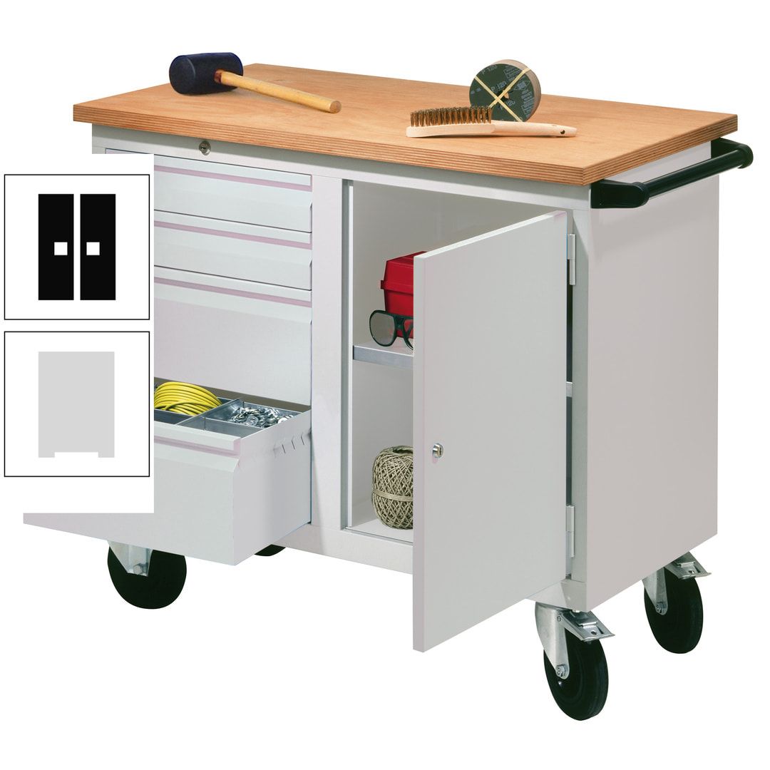 Mobile Werkbank - Werkstattwagen - 915 x 1.090 x 600 mm - 4 Schubladen und Schrankfach - anthrazitgrau