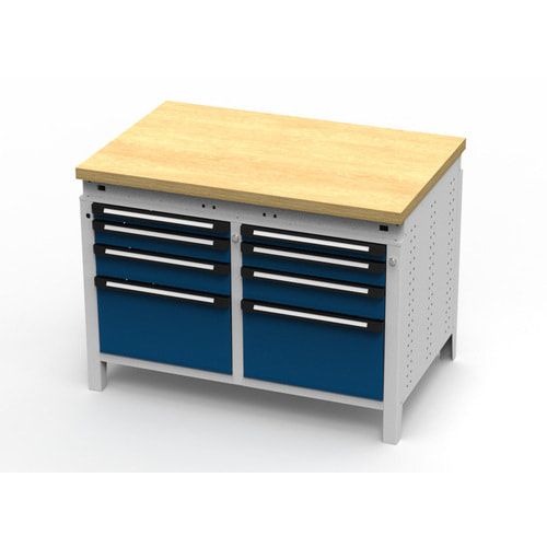 OTTOKIND Werkbank - bündige Arbeitsplatte - 850 x 1.150 x 750 mm (HxBxT) - 8 Schubladen - lichtgrau