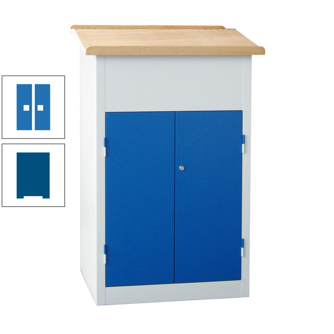 Stehpult mit Schrank - Vollblechtür - Zylinderschloss - 2 Böden - 1.200 x 700 x 600 mm (HxBxT) - anthrazitgrau