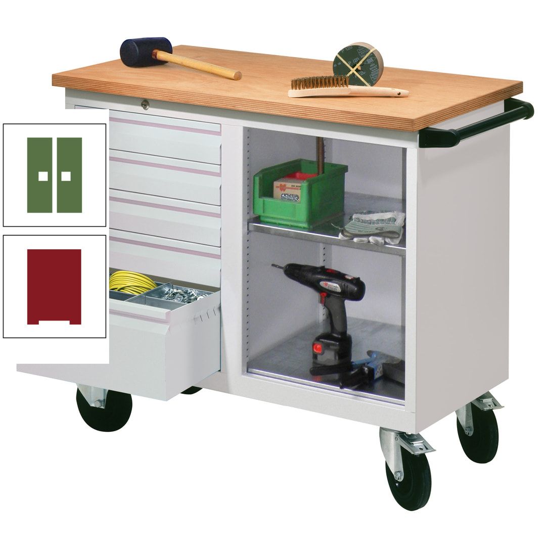 Mobile Werkbank - Werkstattwagen - 915 x 1.090 x 600 mm - 5 Schubladen und Ablagefach - anthrazitgrau