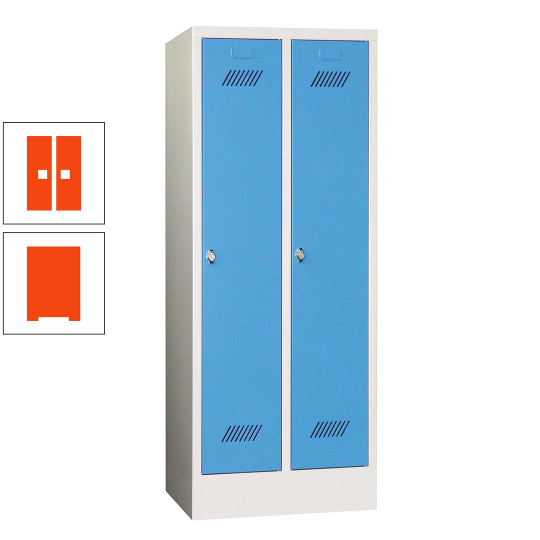 Spindschrank f. Schulen - mit Sockel - Höhe 1.600 mm - 2 Abteile a 300 mm - Drehriegel - anthrazitgrau
