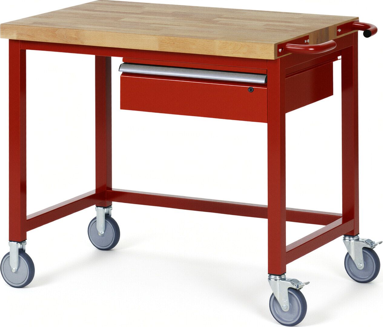Mobile Werkbank mit 1 Schublade - 150:1 - höhenverstellbar 880-1.080 mm - 1.000 x 700 mm (BxT) - 450 kg - Buche - Anthrazitgrau