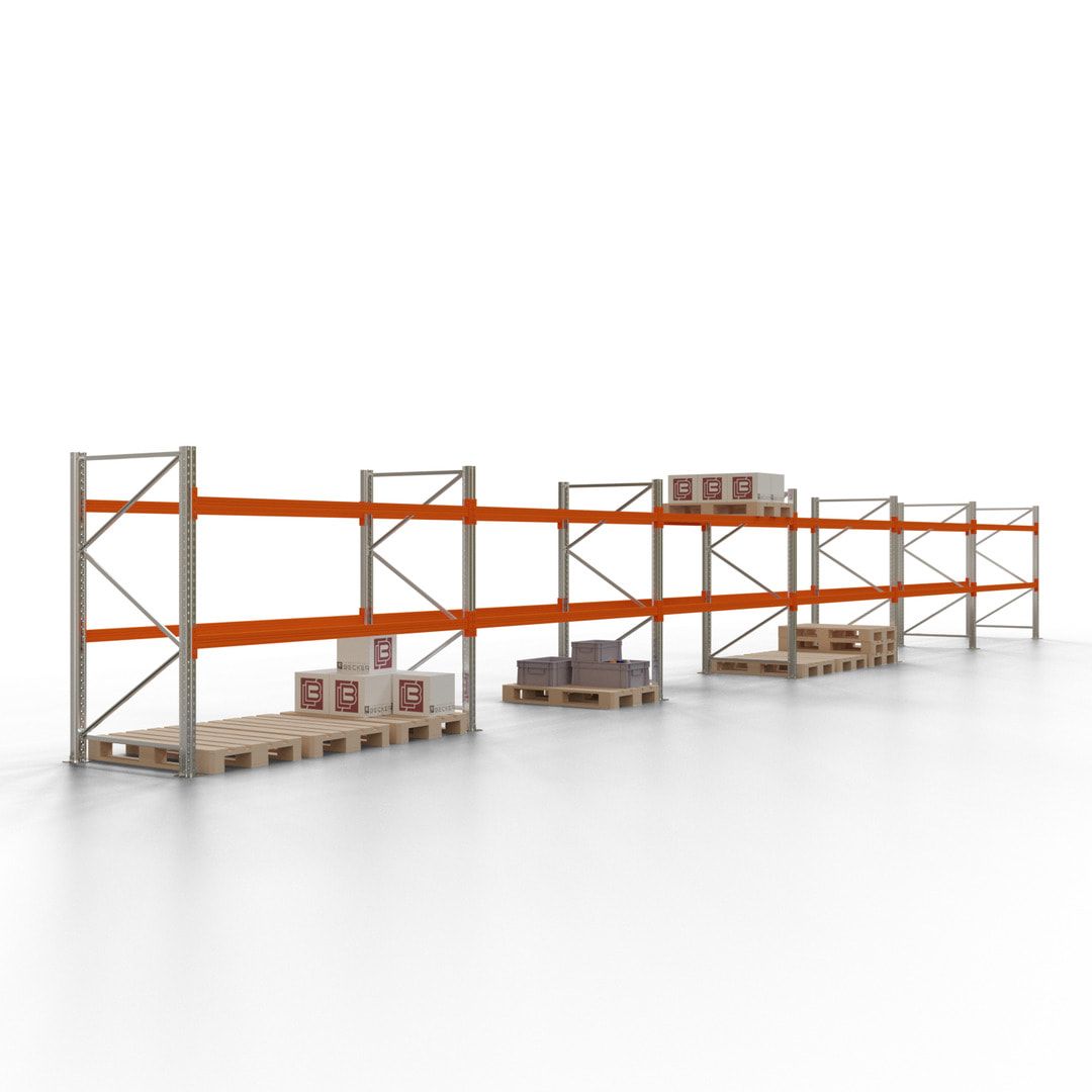 Palettenregal - 1,5 t - 2,0 x 11,3 x 1,1 m - 4 Felder - Schwerlastregal VKfrei