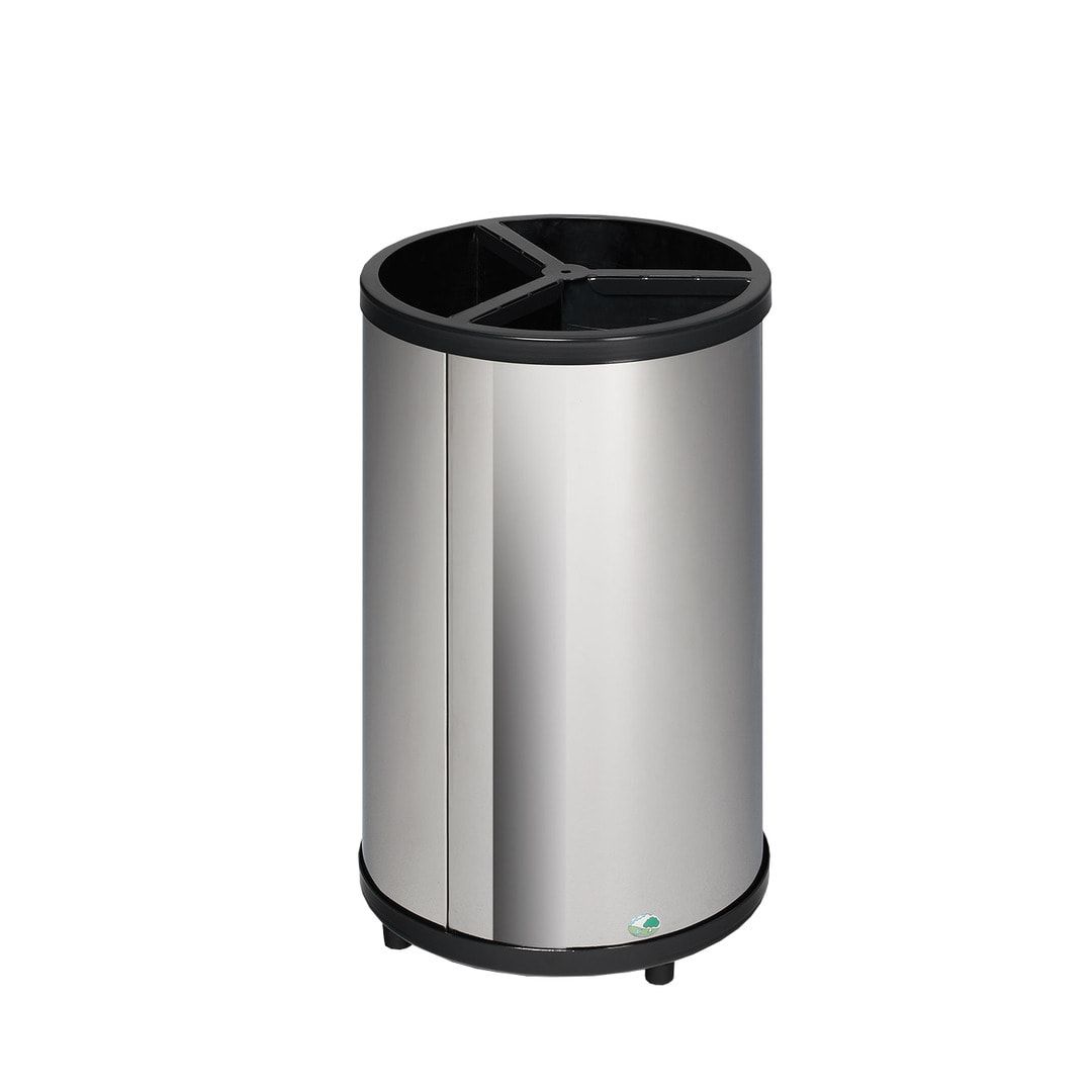 Runde Wertstoffstation - Edelstahl - Volumen 3 x 30 l