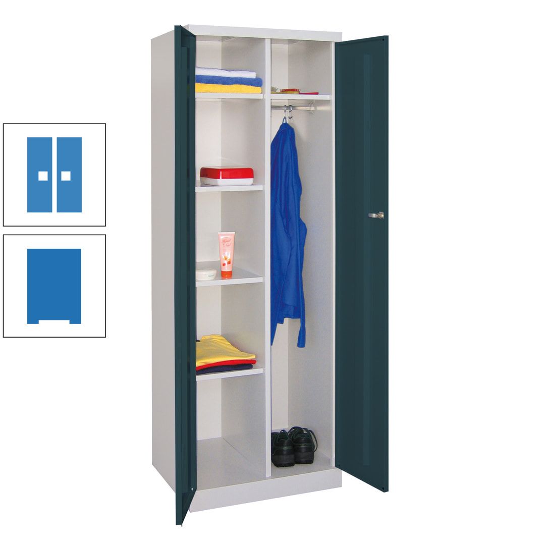 Kleiderschrank mit Sockel - Spind - 1 Abteil mit Trennwand - 1.800x600x500 mm (HxBxT) - Zylinderschloss - anthrazitgrau