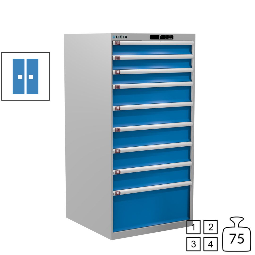 Lista Schubladenschrank - 13.106.010 - 1.450x717x725 mm (HxBxT) - 9 Schubladen - 200 kg - Key Lock - lichtblau (RAL 5012)