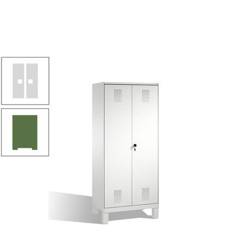 Doppel-Spind, Doppeltüren, Garderobenschrank mit Füßen, 2 Abteile a 400 mm, Korpus anthrazitgrau, Tür anthrazitgrau, 1.850 x 800 x 500 mm (HxBxT)