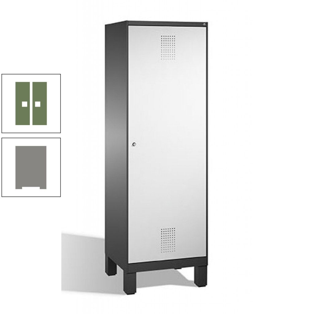 Doppel-Spind, Garderobenschrank, 1 Tür für 2 Abteile a 300 mm, Korpus anthrazitgrau, Türen anthrazitgrau, 1.850 x 600 x 500 mm (HxBxT)