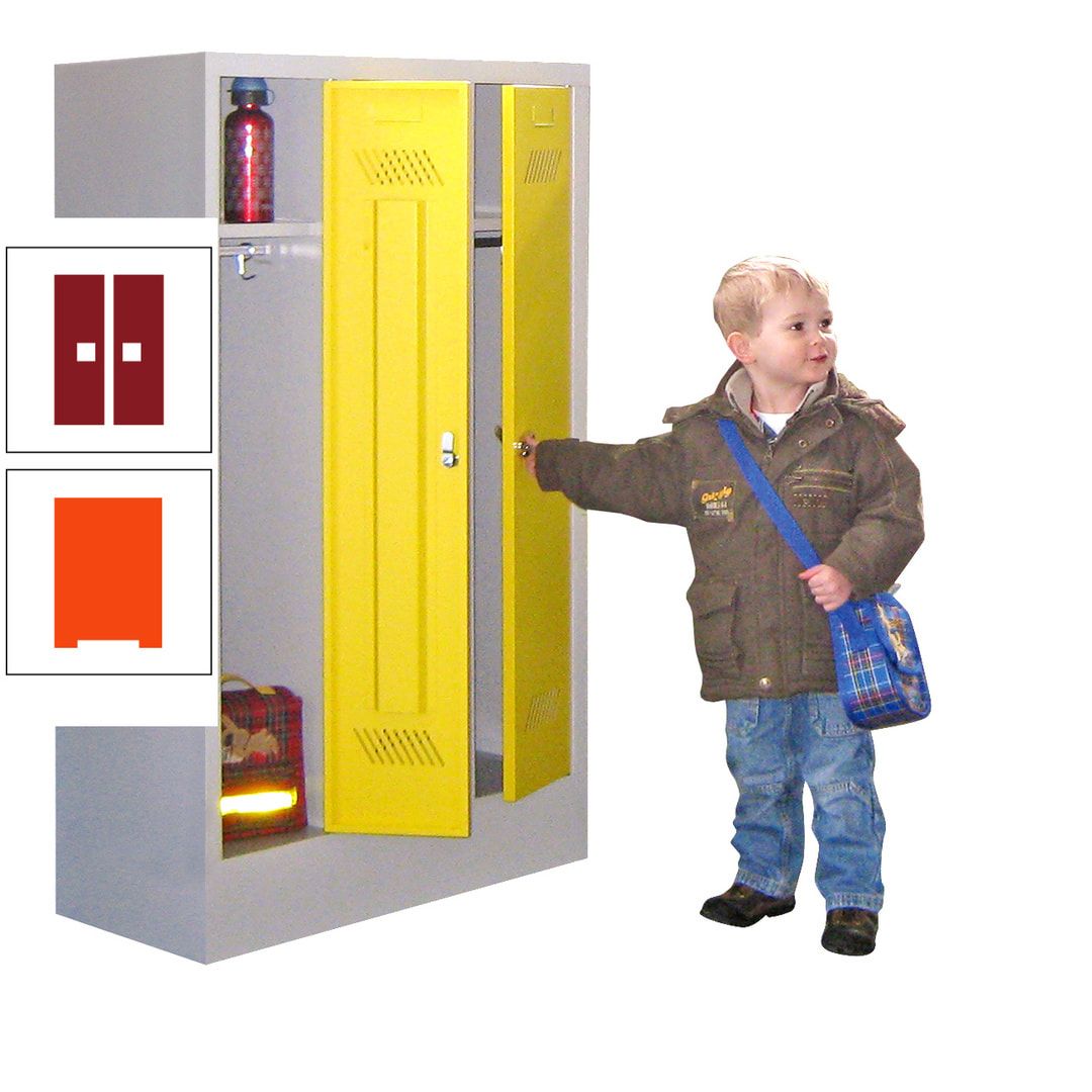 Spindschrank f. Kindergärten - mit Sockel - Höhe 1.300 mm - 2 Abteile a 250 mm - Drehriegel - anthrazitgrau