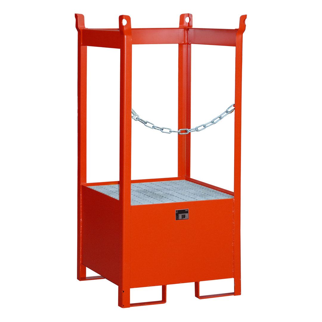 Fass-Stapelpalette - für 1 x 200-l-Fass - Volumen 210 l - 1.590 x 760 x 760 mm (HxBxT) - offene Seiten - feuerrot