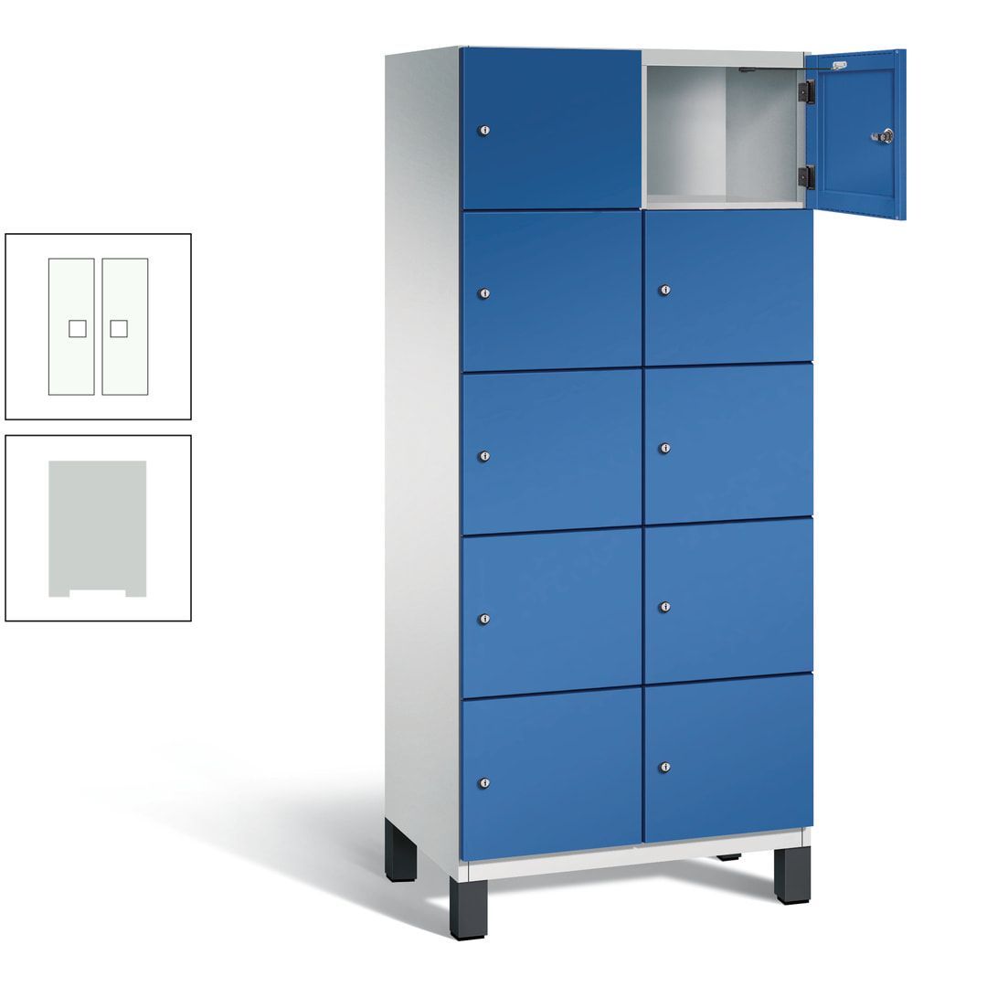 Fächerschrank, Stahlschrank, 10 Fächer, Türöffnungsbegrenzer, Füße, 1.980 x 800 x 525 mm (HxBxT), Korpus anthrazitgrau, Front anthrazitgrau