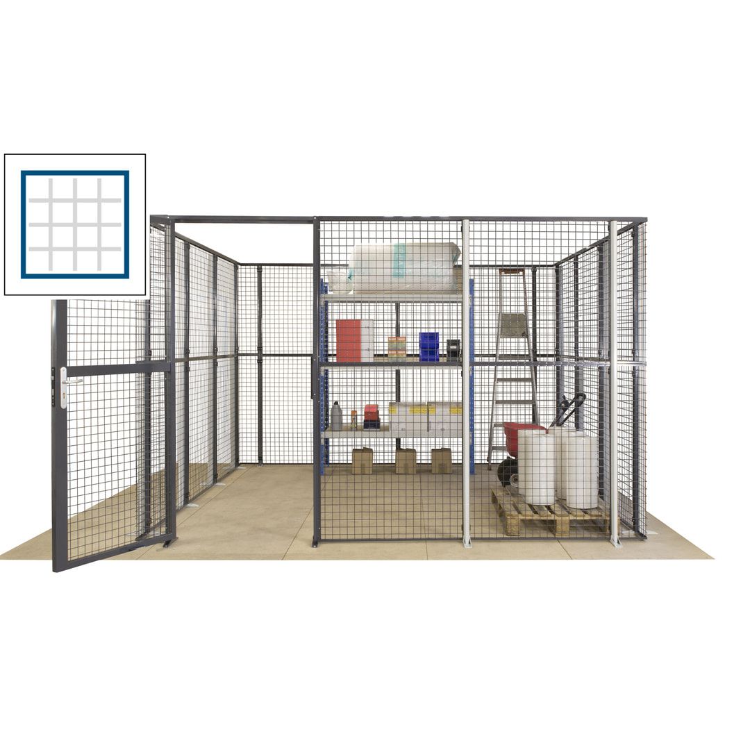 Maschinen Schutzgitter - Hallentrennwand - Sicherheitszaun - Tür - 72 m - 2.200 x 21.400 x 15.400 mm (HxBxT) - enzianblau