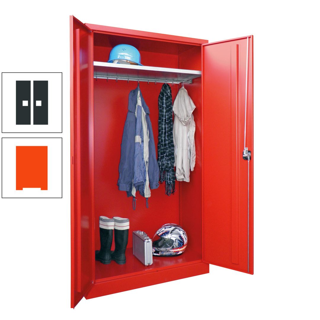 Garderobenschrank - 1.950x1.000x500 mm (HxBxT) - Hutboden, pulverbeschichtet - anthrazitgrau