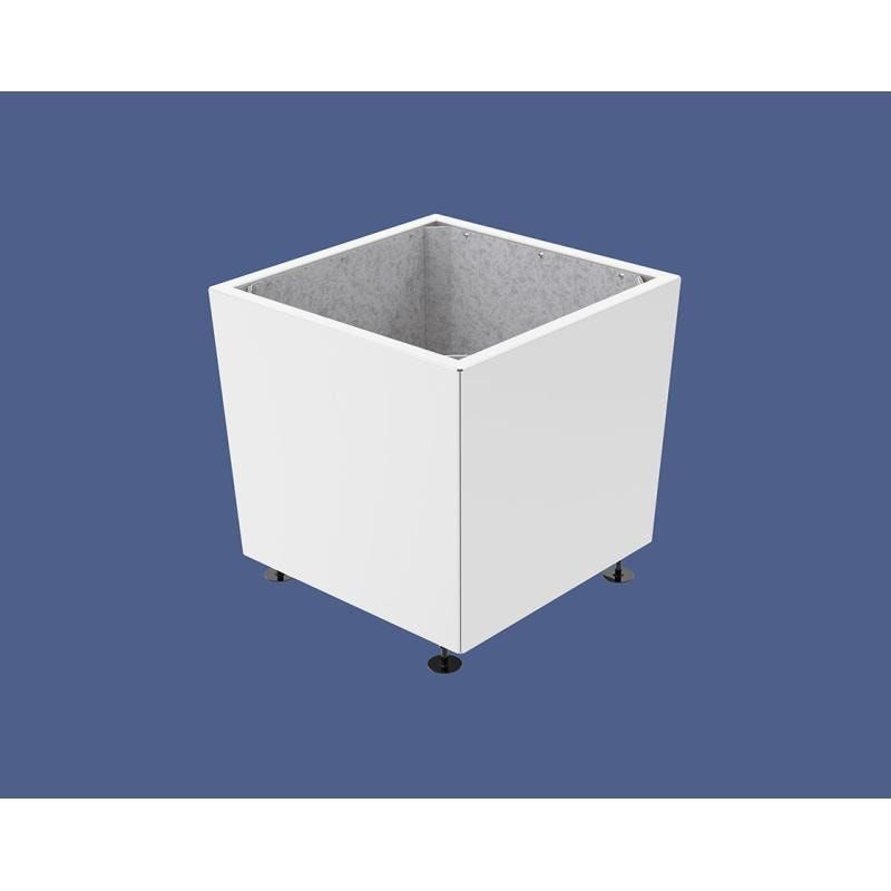 Pflanzkübel, 2 mm Stahlblech fvz, innen Blech feuerverzinkt mit Verladungsgriffen, verstellbare Füße, 760 x 785 x 785 mm (HxBxT), enzianblau