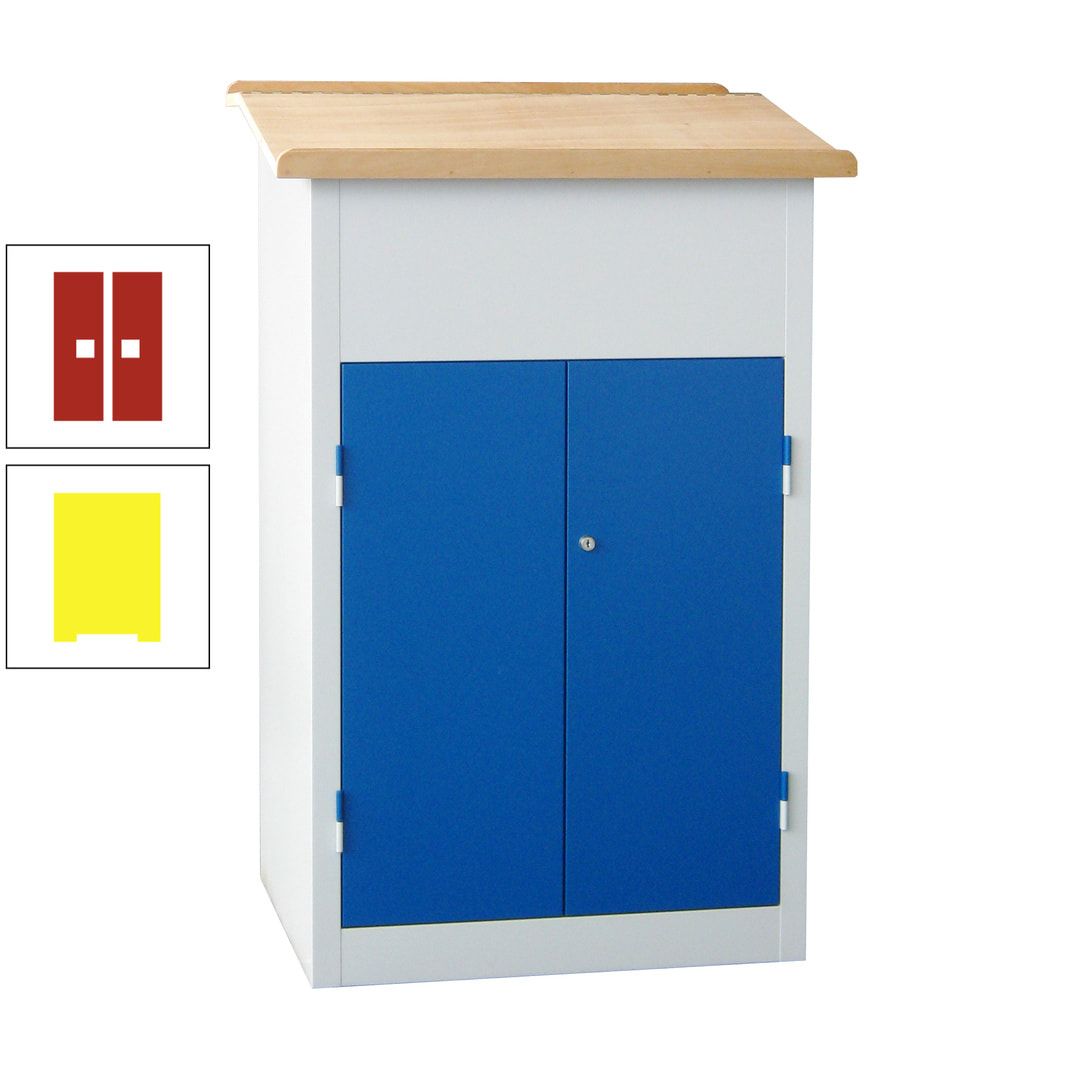 Stehpult mit Schrank - Vollblechtür - Zylinderschloss - 2 Böden - 1.200 x 700 x 600 mm (HxBxT) - anthrazitgrau