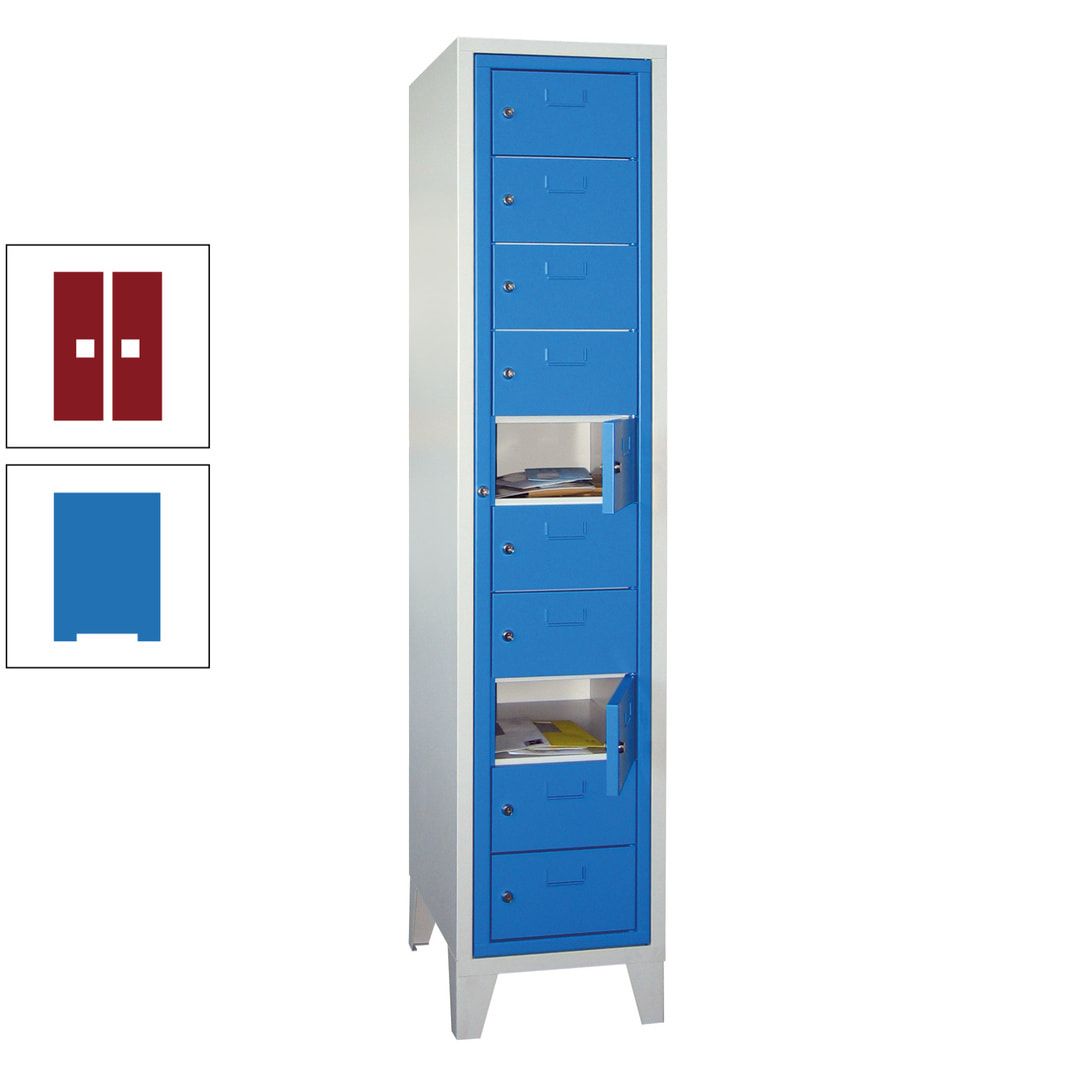 Schließfachschrank - Wäscheausgabeschrank - 10 Fächer a 315 mm - 1.850x400x500 mm (HxBxT) - Füße - Zylinderschloss - anthrazitgrau
