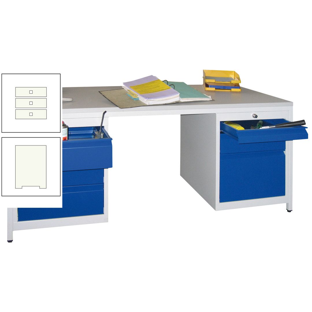 Meisterschreibtisch - 6 Schubladen, 75 / 125 / 150 / 175 / 300 mm - 720 x 1.700 x 800 mm (HxBxT) - anthrazitgrau