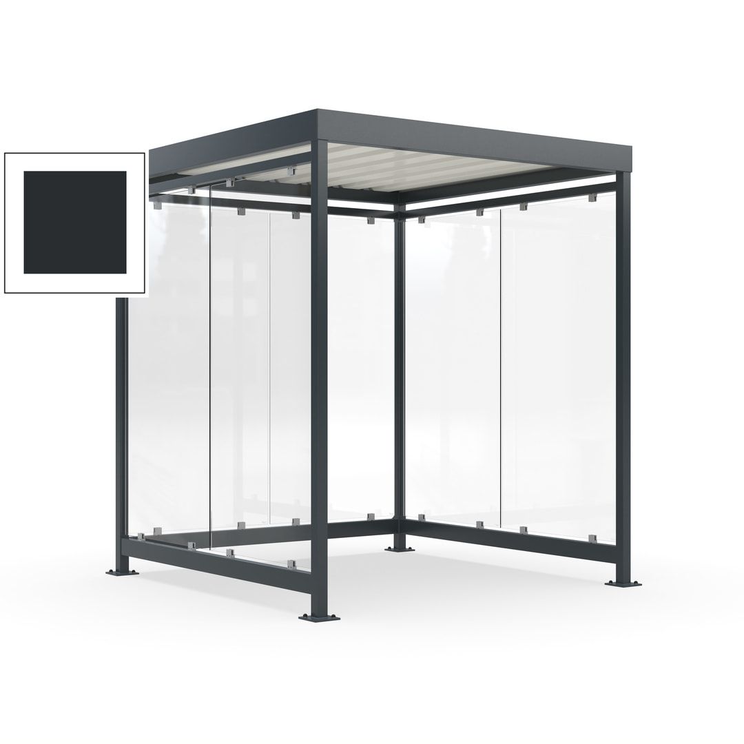 Raucherunterstand, Bushaltestelle, 6-7 Personen, 6 Wände, 2.510 x 2.165 x 2.165 mm (HxBxT), Achatgrau