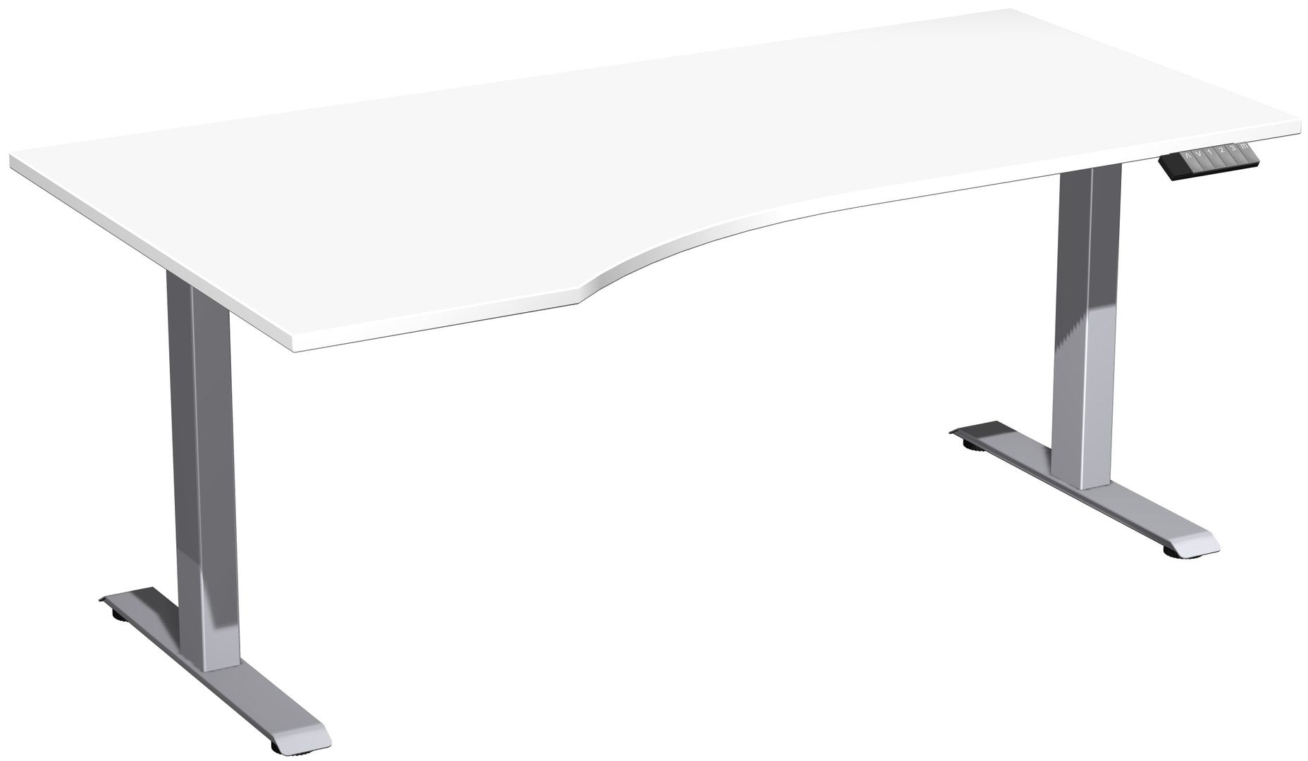 Eckschreibtisch, Ecke links, Elevate Basic, elektronisch höhenverstellbar, 730 - 1.230 x 1.800 x 1.000 mm (HxBxT), Gestell anthrazit, Dekor Ahorn