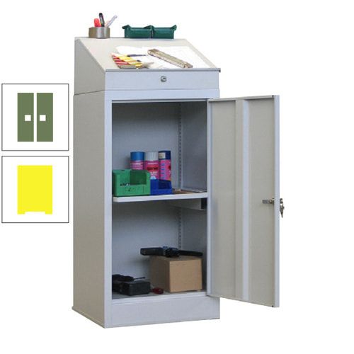 Stehpult mit Schrank - Vollblechtür - Zylinderschloss - 1 Ausziehboden - 1.270x500x500 mm (HxBxT) - anthrazitgrau