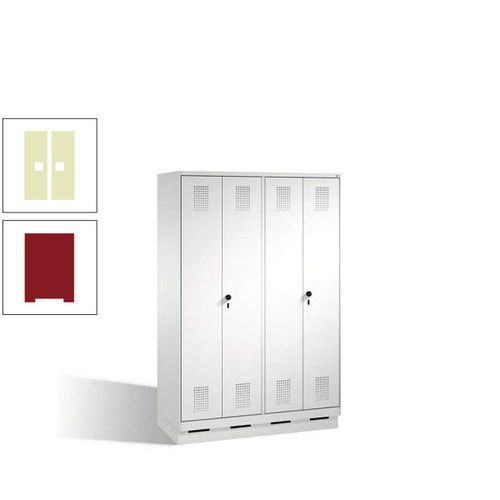 Doppel-Spind, Doppeltüren, Garderobenschrank mit Sockel, 4 Abteile a 300 mm, Korpus anthrazitgrau, Tür anthrazitgrau, 1.800 x 1.200 x 500 mm (HxBxT)