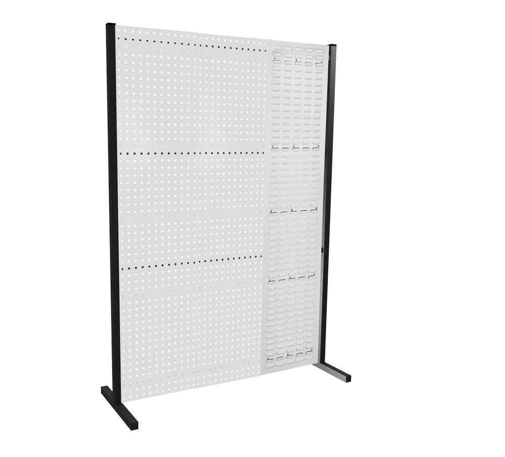 Modulare Trennwand, Werkzeugwand, Einzelfeld, 1 Loch- u. 1 Schlitzplatten, Plattenhöhe 1.500 mm, 2.000 x 1.000 mm (HxB), Anthrazit