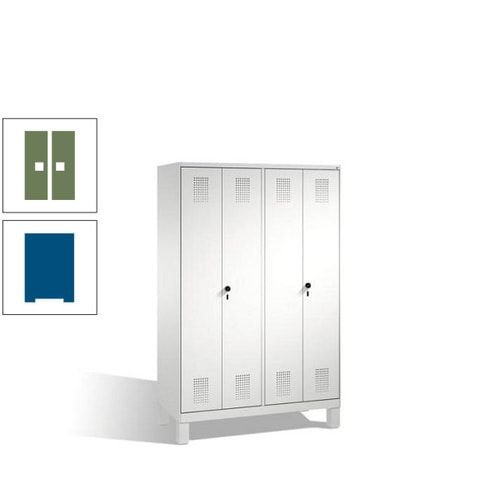 Doppel-Spind, Doppeltüren, Garderobenschrank mit Füßen, 4 Abteile a 300 mm, Korpus anthrazitgrau, Tür anthrazitgrau, 1.850 x 1.200 x 500 mm (HxBxT)