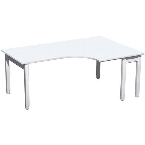 Eckschreibtisch, Eckteil 800 mm, rechts, einseitig verkürzt, 4-Fuß Quadrat Pro, höhenverstellbar, 680-800 x 1.600 x 1.200 mm (HxBxT), Dekor Ahorn