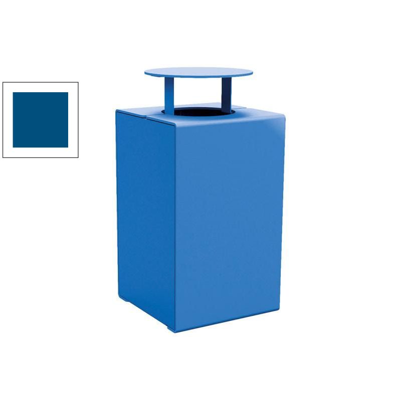 Abfalleimer aus Stahl - 120 l - 950 x 450 x 450 mm (HxBxT) - mit Deckel - Verankerungsstäbe - Farbe enzianblau