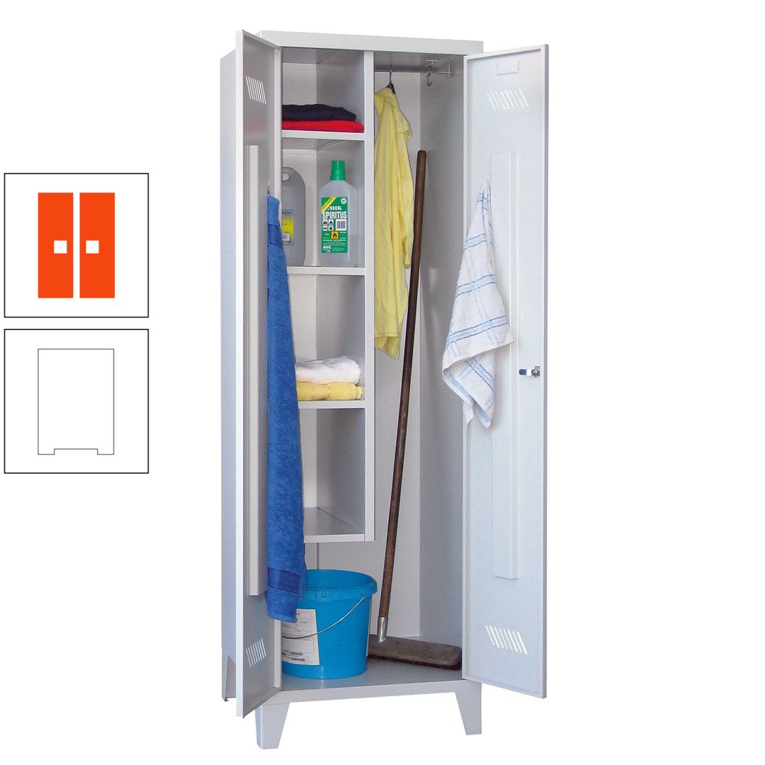 Putzschrank mit Füßen - 1 Abteil mit Trennwand - 1.850x600x500 mm (HxBxT) - Drehriegel - anthrazitgrau