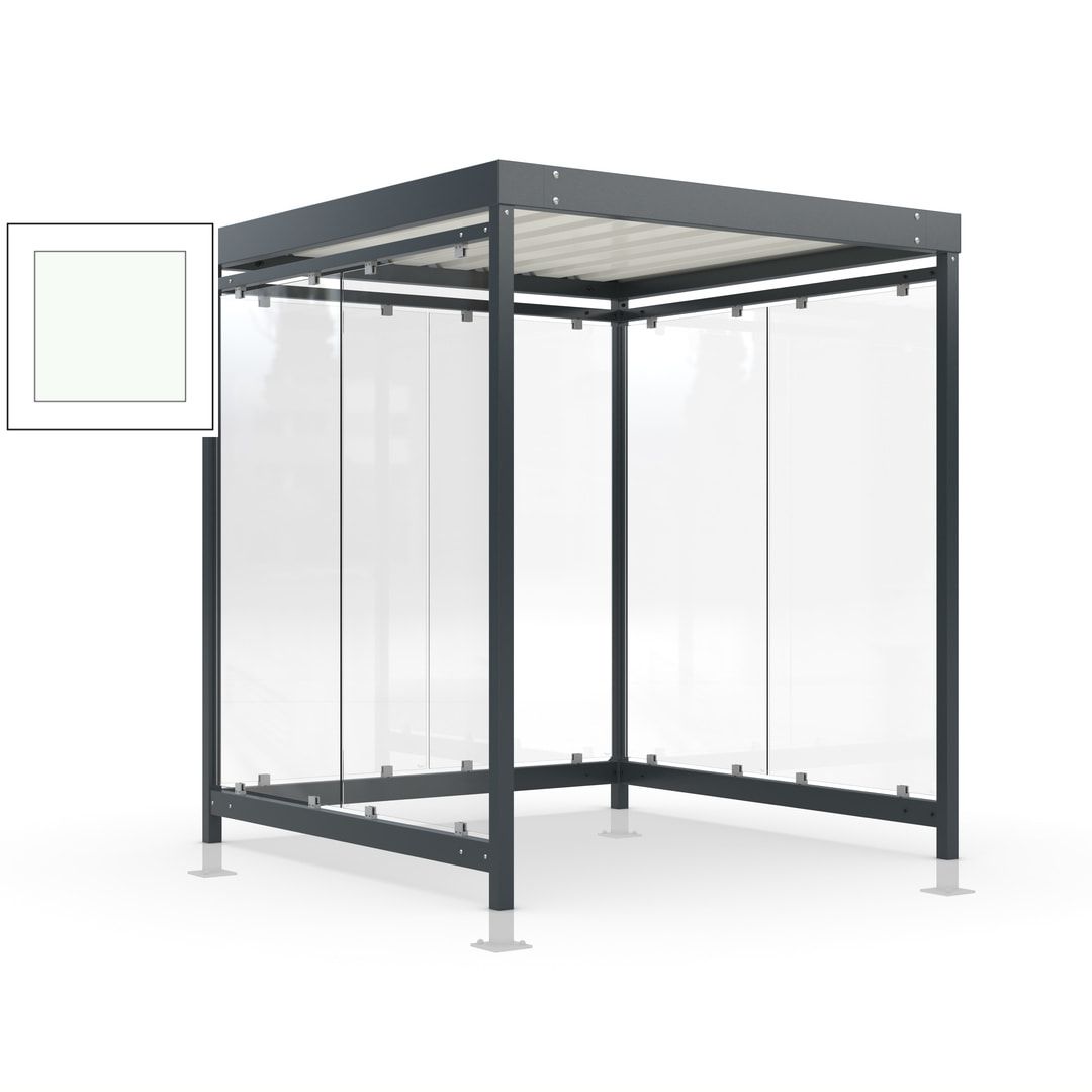 Raucherunterstand, Bushaltestelle, Bausatz, mit Überpflasterung, 6-7 Personen, 6 Wände, 2.440 x 2.165 x 2.165 mm (HxBxT), Achatgrau