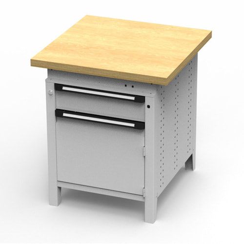 OTTOKIND Werkbank - Arbeitsplatte bündig - 850 x 605 x 750 mm (HxBxT) - Schublade - Schrank - lichtgrau