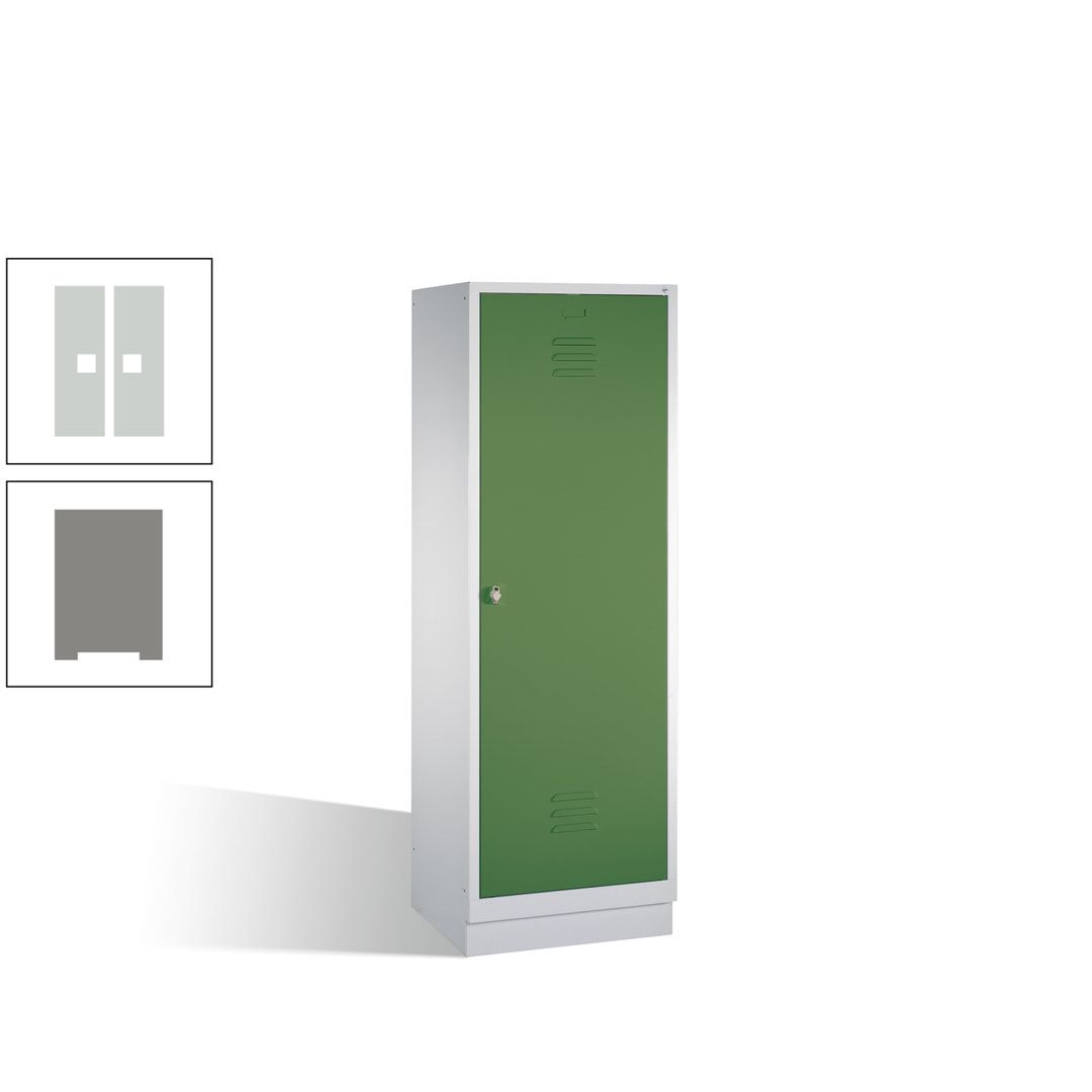 Doppel-Spind mit Großtür, Garderobenschrank mit Sockel, 2 Abteile a 300 mm, Korpus anthrazitgrau, Tür anthrazitgrau, 1.800 x 610 x 500 mm (HxBxT)