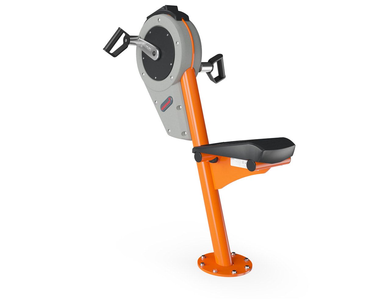 Arm Bike, Cardio, interaktiv, verstellbar, Elektromotor, Selbstantrieb, Edelstahlkurbel, Q-Faktor 175 mm, 1.200 x 540 x 930 mm (HxBxT), Grau