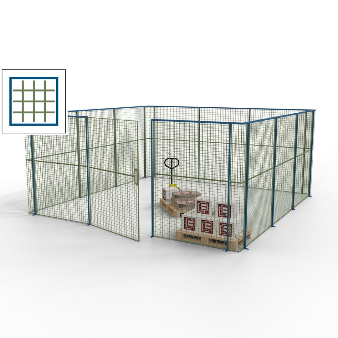 Maschinen Schutzgitter - Hallentrennwand - Sicherheitszaun - Tür - 18 m - 2.200 x 4.900 x 4.900 mm (HxBxT) - enzianblau