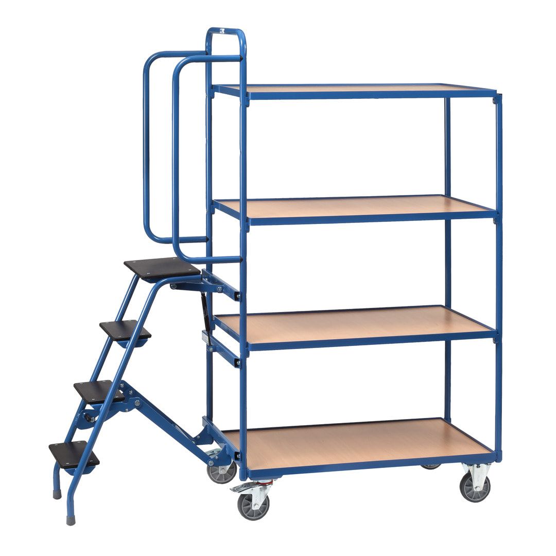 Fetra - Kommissionierwagen mit Trittstufen - Tragkraft 250 kg - 1.155 x 611 x 1.322 mm (HxBxT) - 2 Böden