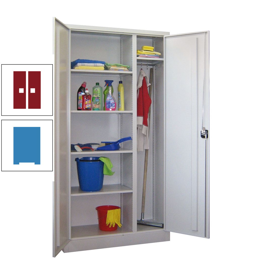 Putzschrank mit Trennwand - 1.950x1.000x400 mm (HxBxT) - Böden pulverbeschichtet - anthrazitgrau