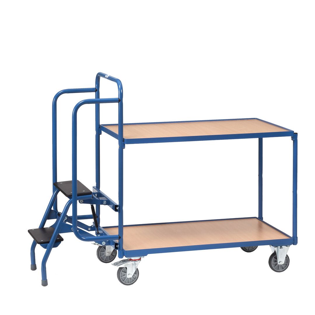Fetra - Kommissionierwagen mit Trittstufen - Tragkraft 250 kg - 1.155 x 611 x 1.322 mm (HxBxT) - 2 Böden