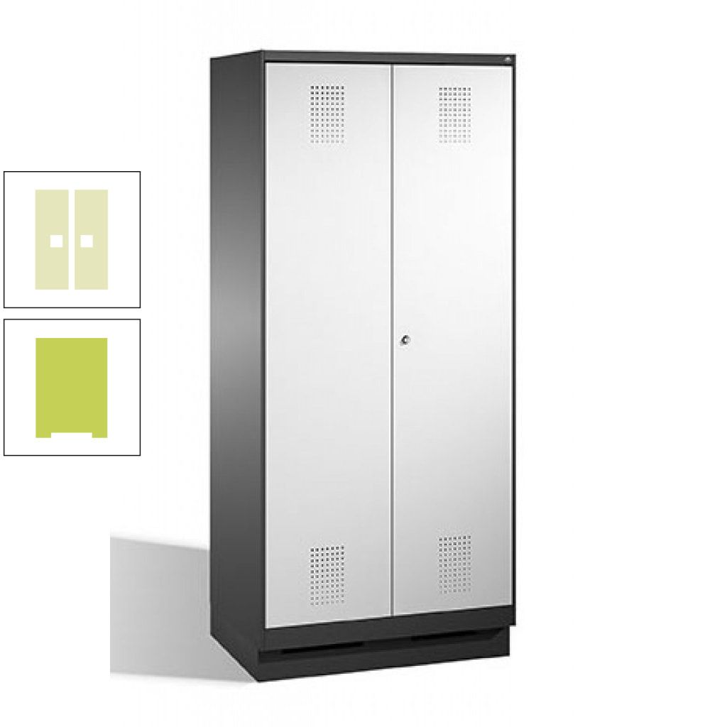 Doppel-Spind, Doppeltüren, Garderobenschrank mit Sockel, 2 Abteile a 400 mm, Korpus anthrazitgrau, Tür anthrazitgrau, 1.800 x 800 x 500 mm (HxBxT)