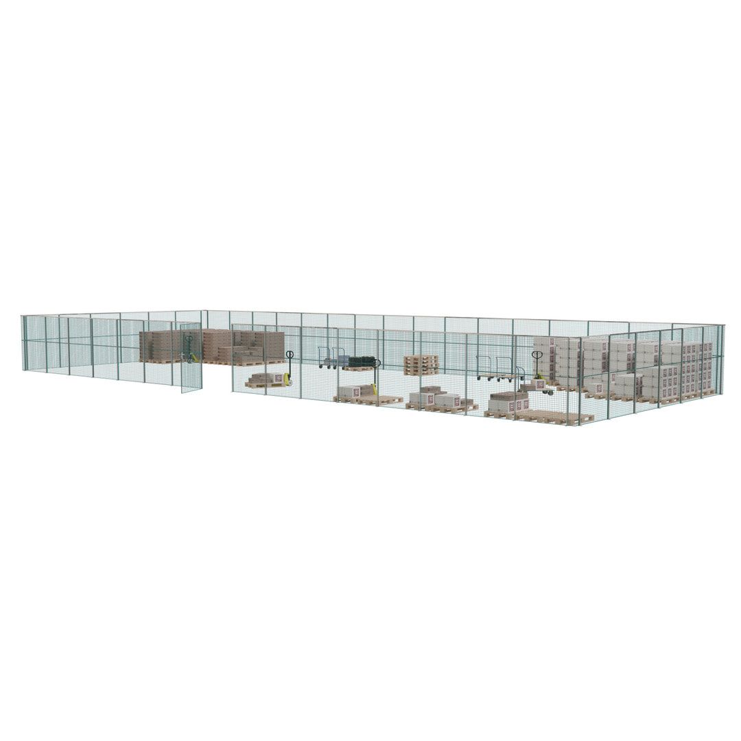 Maschinen Schutzgitter - Hallentrennwand - Sicherheitszaun - Tür - 66 m - 2.200 x 24.400 x 9.400 mm (HxBxT) - enzianblau