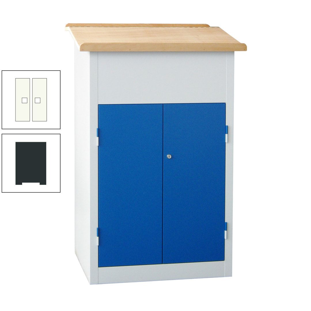 Stehpult mit Schrank - Vollblechtür - Zylinderschloss - 2 Böden - 1.200 x 700 x 600 mm (HxBxT) - anthrazitgrau