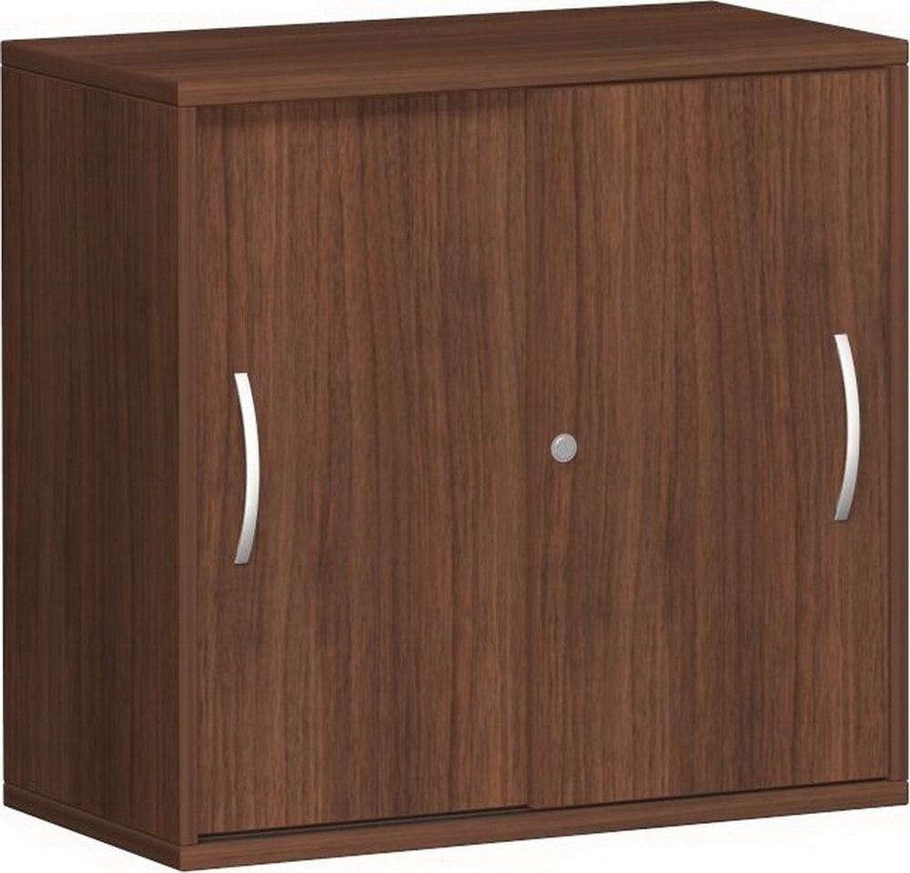 Anstell-Schiebetürenschrank, Holz, 2 Ordnerhöhen, Einlegeboden, Stellfüße, 720 x 1.000 x 425 mm (HxBxT), Frontfarbe Ahorn, Korpusfarbe Ahorn