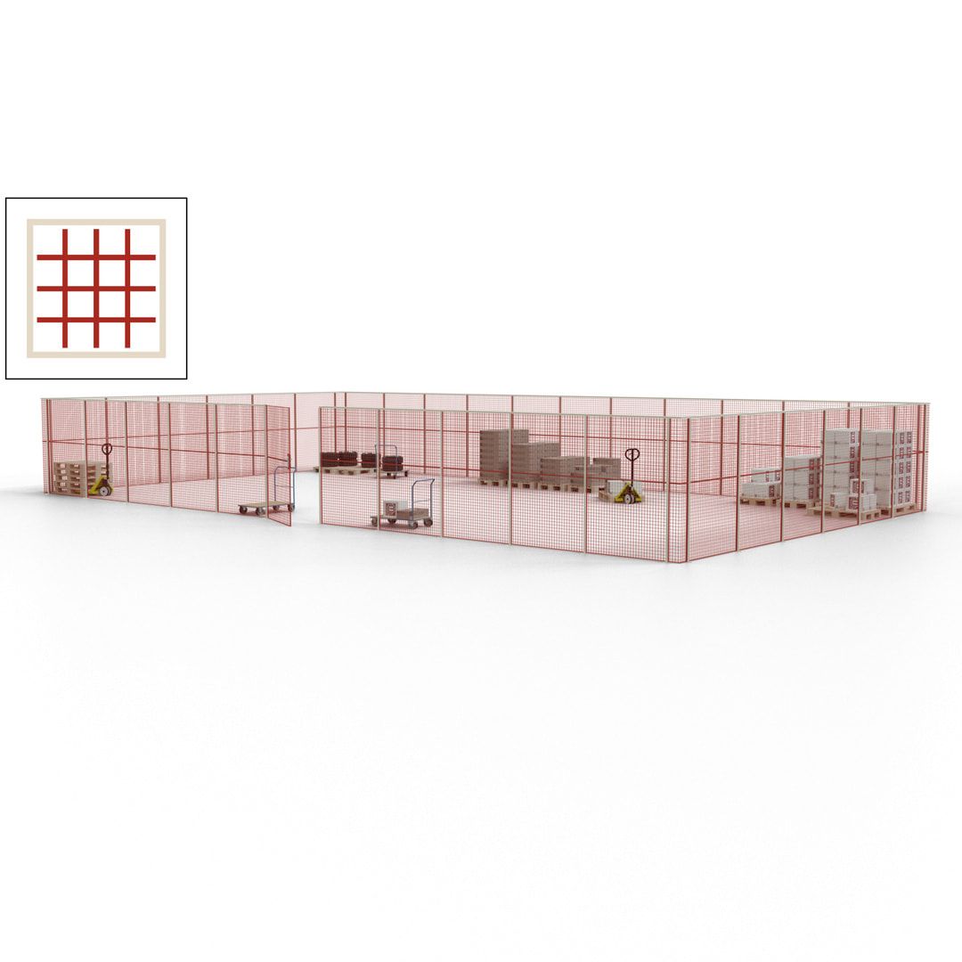 Maschinen Schutzgitter - Hallentrennwand - Sicherheitszaun - Tür - 51 m - 2.200 x 16.900 x 9.400 mm (HxBxT) - enzianblau
