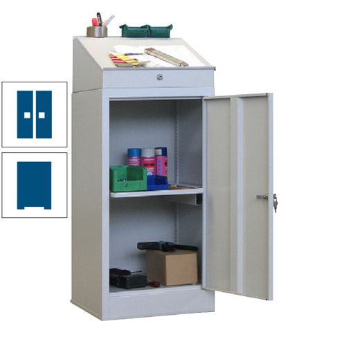 Stehpult mit Schrank - Vollblechtür - Zylinderschloss - 1 Ausziehboden - 1.270x500x500 mm (HxBxT) - anthrazitgrau