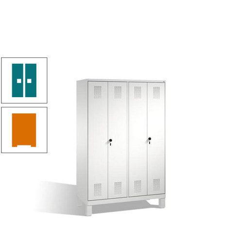 Doppel-Spind, Doppeltüren, Garderobenschrank mit Füßen, 4 Abteile a 300 mm, Korpus anthrazitgrau, Tür anthrazitgrau, 1.850 x 1.200 x 500 mm (HxBxT)