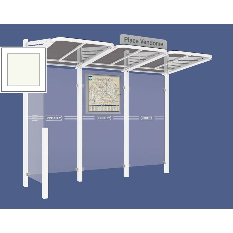 Buswartehalle - Unterstand - modular - Fahrplankasten - Haltestellenschild - Seitenwand links- 2.200 x 3.000 x 1.500 mm (HxBxT) - enzianblau