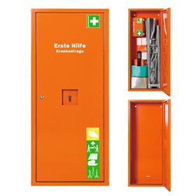 Medizinschrank, Erste Hilfe Schrank, Krankentrage, Erste Hilfe Koffer DIN 13157, Rettungssitz, 1.120 x 490 x 200 mm (HxBxT), Notfallschlüsselfach