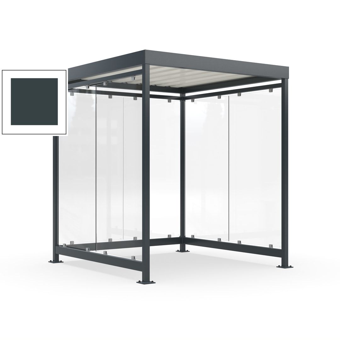 Raucherunterstand, Bushaltestelle, 6-7 Personen, 6 Wände, 2.510 x 2.165 x 2.165 mm (HxBxT), Achatgrau