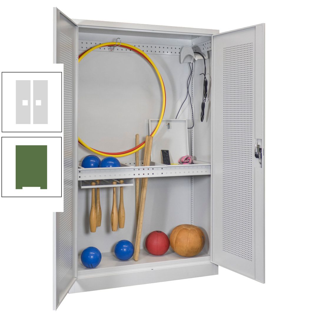 Sportschrank - Lochfeldtüren - Variante 1 - 1.950x1.200x500 mm (HxBxT) - anthrazitgrau
